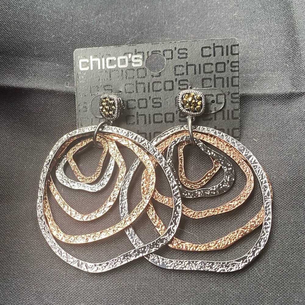 Chico's Silver and Gold Geometric Earrings